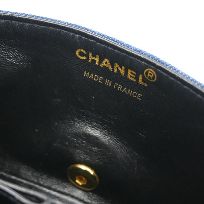 Chanel 1989-1991 Blue Denim Turnlock Mini Full Flap Shoulder Bag
