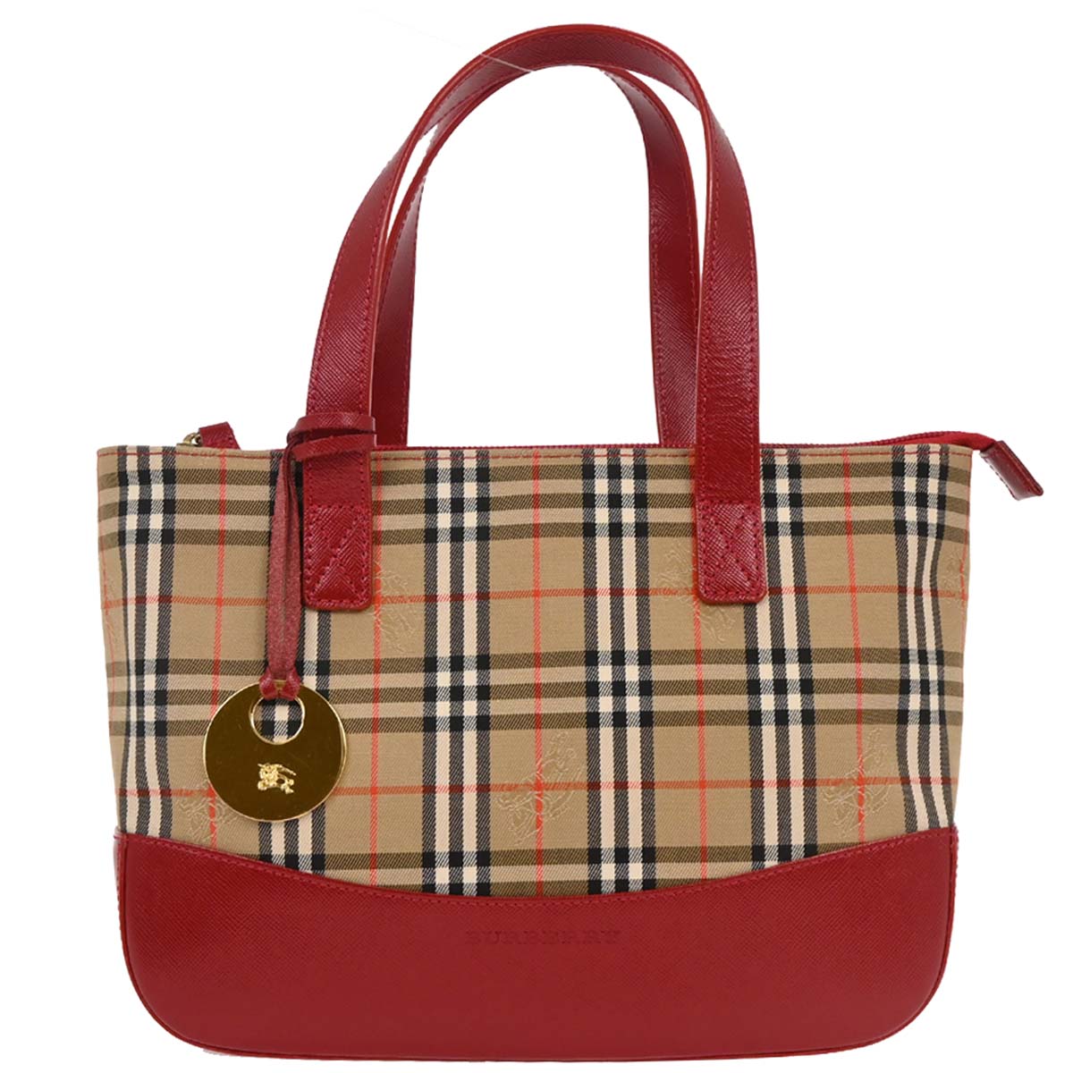 Burberry Beige Red House Check Tote Handbag