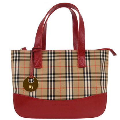 Burberry Beige Red House Check Tote Handbag
