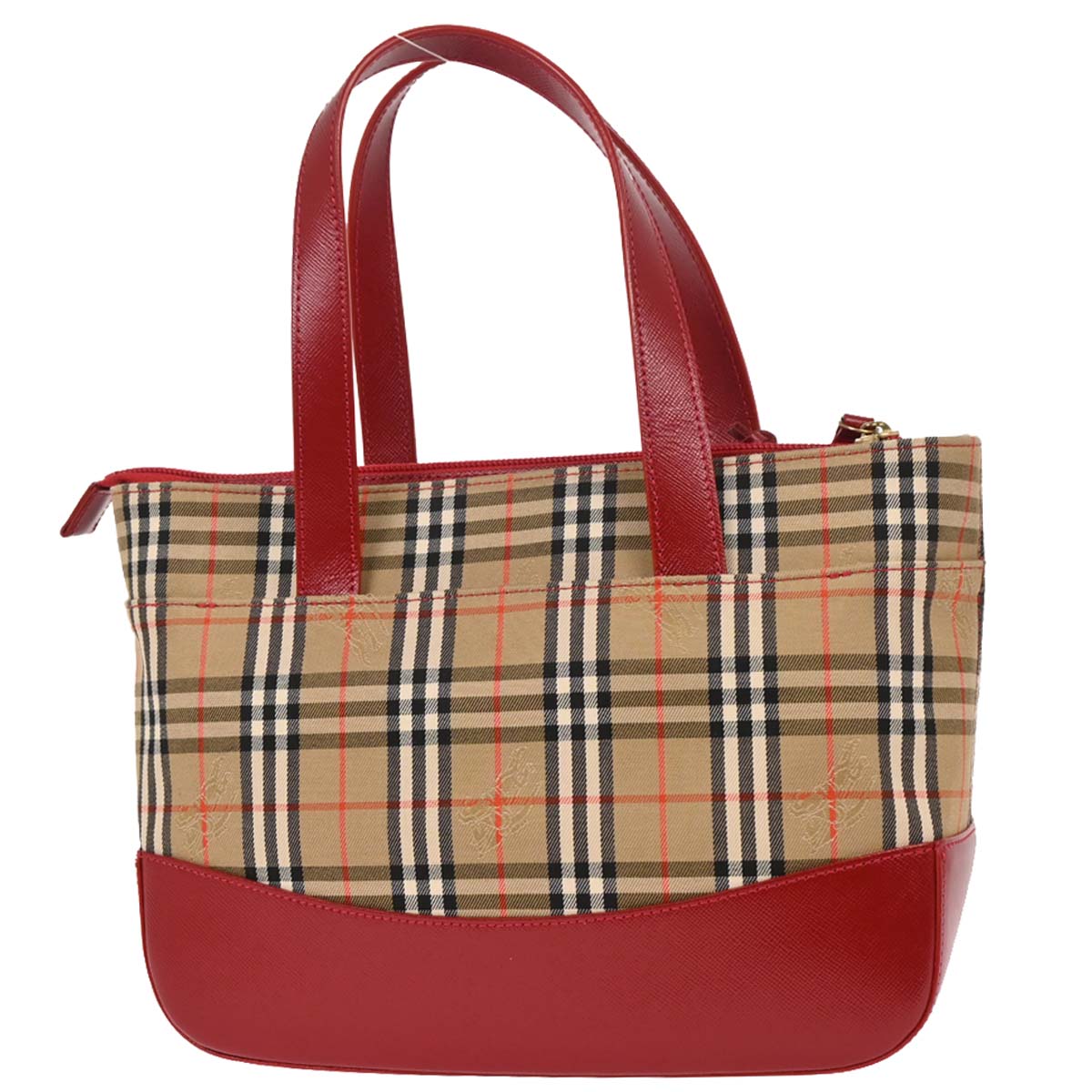 Burberry Beige Red House Check Tote Handbag