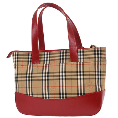 Burberry Beige Red House Check Tote Handbag