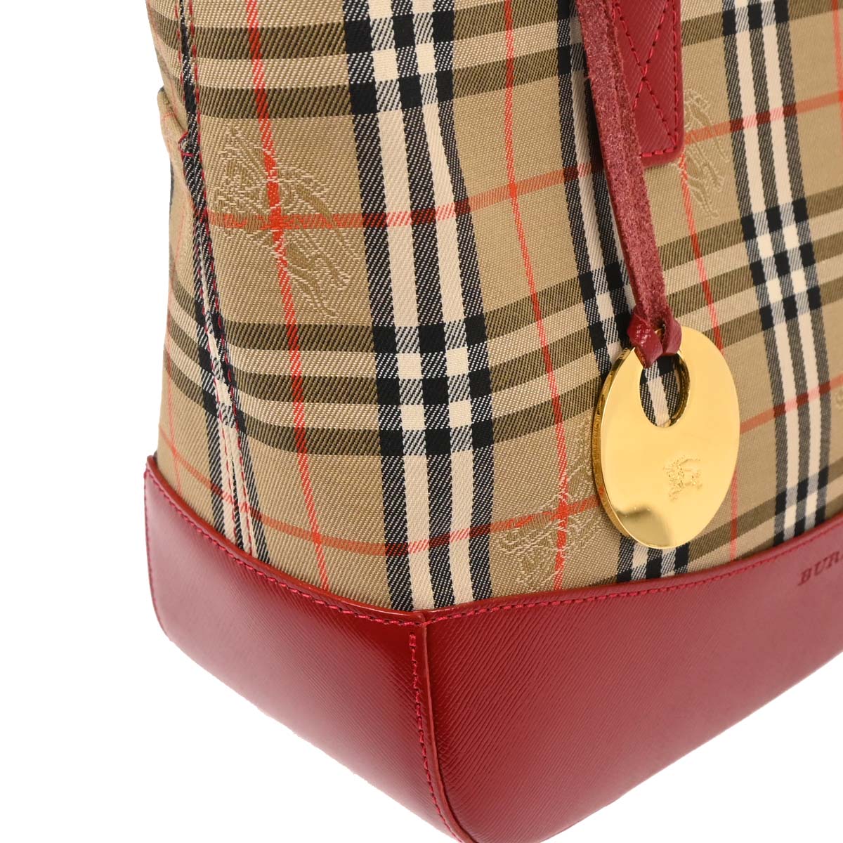 Burberry Beige Red House Check Tote Handbag
