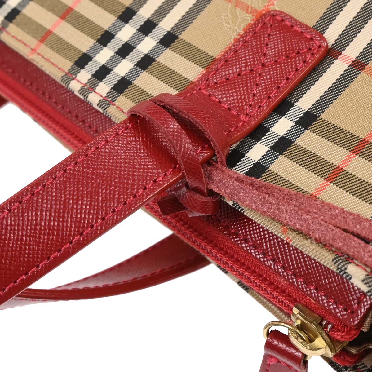 Burberry Beige Red House Check Tote Handbag