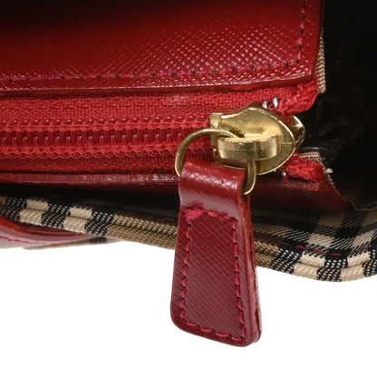 Burberry Beige Red House Check Tote Handbag