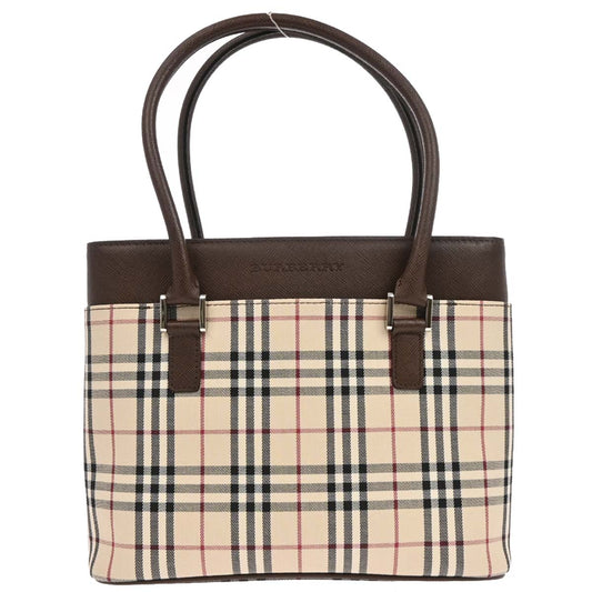 Burberry Beige Brown Burberry Check Tote Handbag