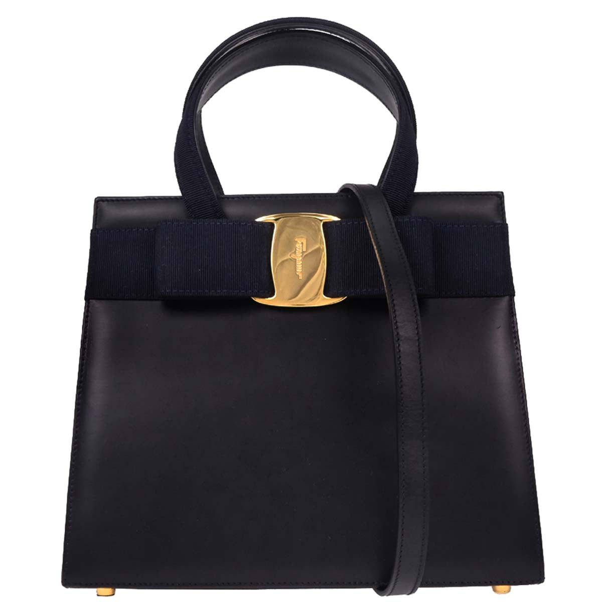 Salvatore Ferragamo Navy Vara Bow Handbag