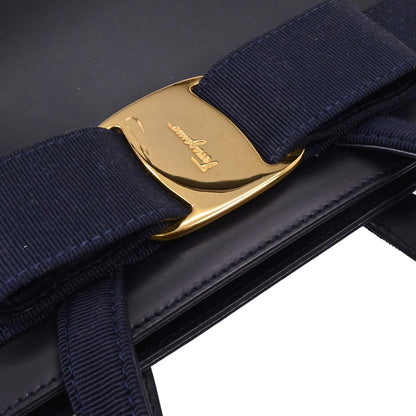 Salvatore Ferragamo Navy Vara Bow Handbag
