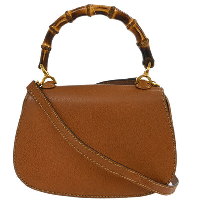 Gucci Brown Pigskin Bamboo 2way Shoulder Handbag