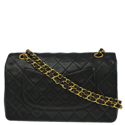 Chanel 1994-1996 Black Lambskin Medium Classic Double Flap Shoulder Bag