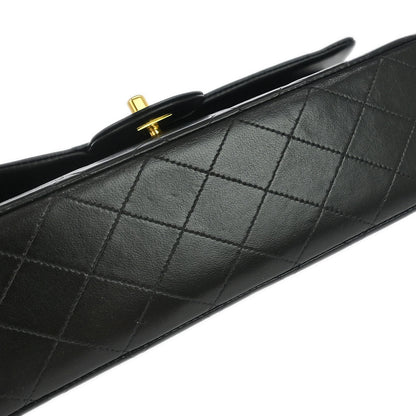 Chanel 1994-1996 Black Lambskin Medium Classic Double Flap Shoulder Bag