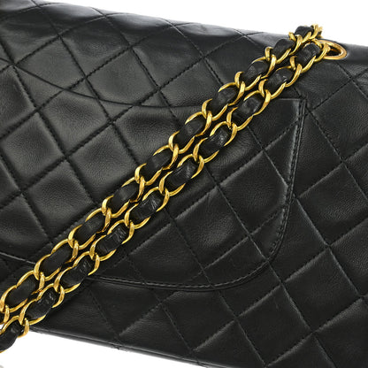 Chanel 1994-1996 Black Lambskin Medium Classic Double Flap Shoulder Bag