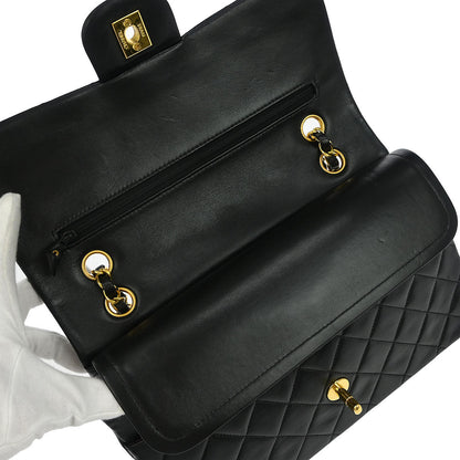 Chanel 1994-1996 Black Lambskin Medium Classic Double Flap Shoulder Bag