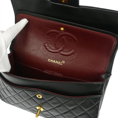 Chanel 1994-1996 Black Lambskin Medium Classic Double Flap Shoulder Bag