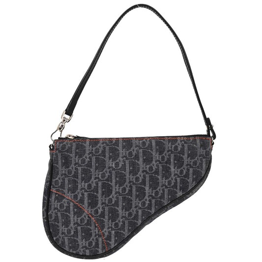 Christian Dior Navy Denim Trotter Saddle Handbag