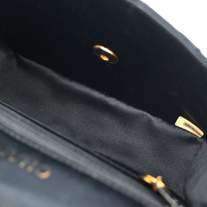 Chanel 1989-1991 Black Satin Mini Classic Square Flap Shoulder Bag