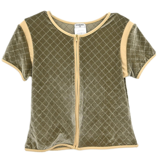 Chanel 2005 Zip Up Short Sleeve Jacket Gray #42