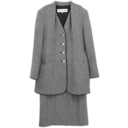 Christian Dior Setup Suit Jacket Skirt Black #36–38
