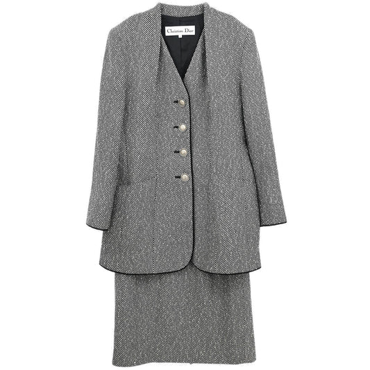 Christian Dior Setup Suit Jacket Skirt Black #36–38