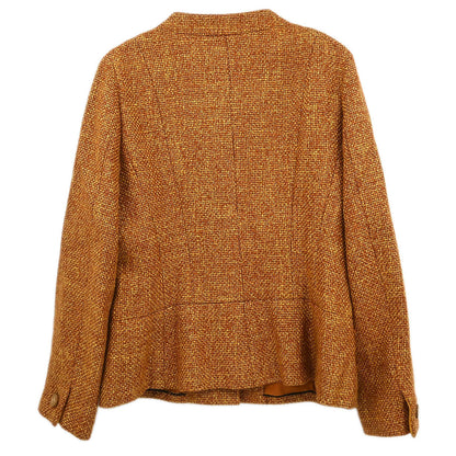 Chanel 2001 Single Breasted Collarless Jacket Brown 01A #42