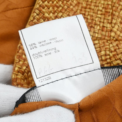 Chanel 2001 Single Breasted Collarless Jacket Brown 01A #42