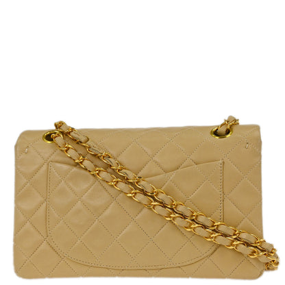 Chanel Beige Lambskin Small Classic Double Flap Shoulder Bag