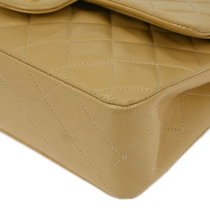 Chanel Beige Lambskin Small Classic Double Flap Shoulder Bag