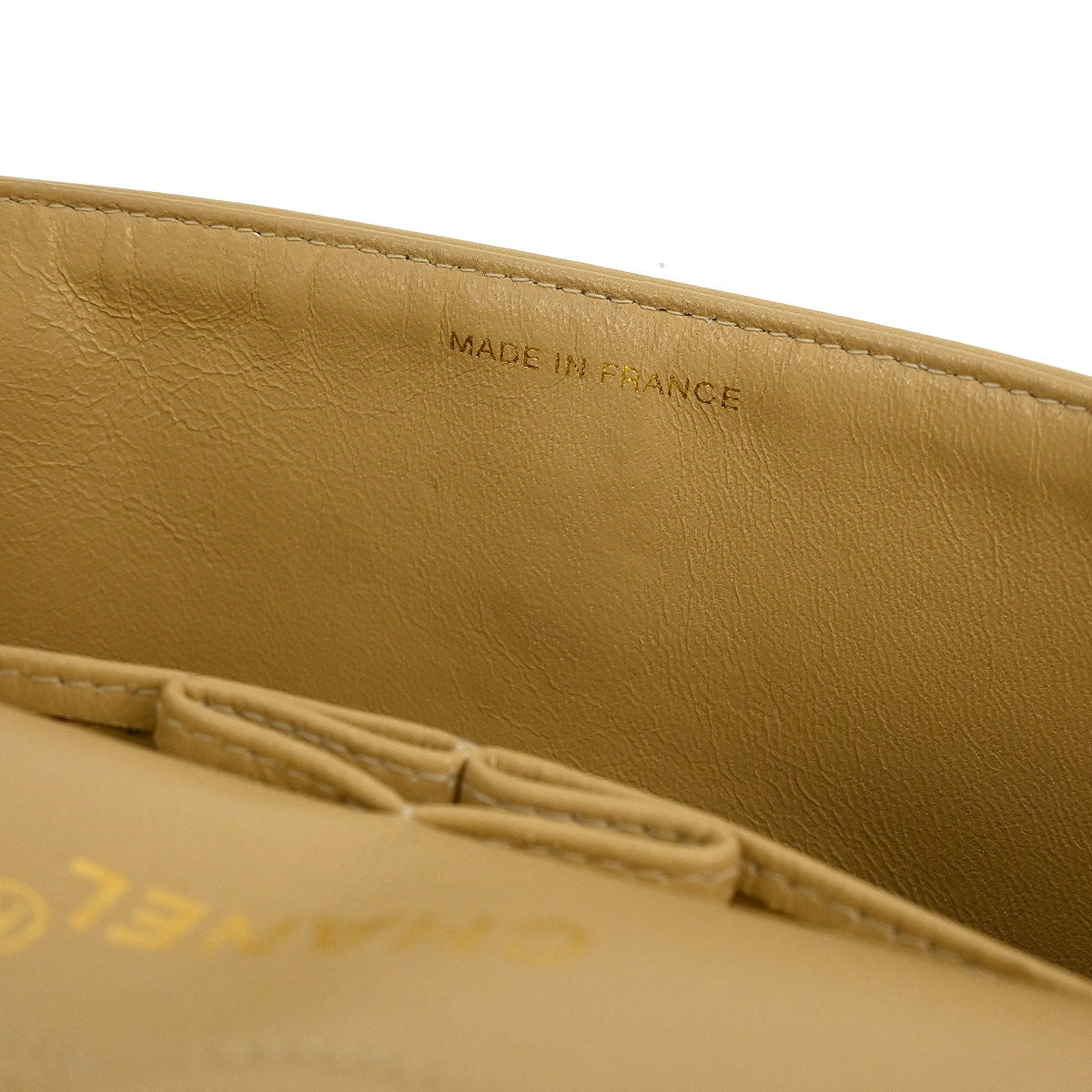 Chanel Beige Lambskin Small Classic Double Flap Shoulder Bag