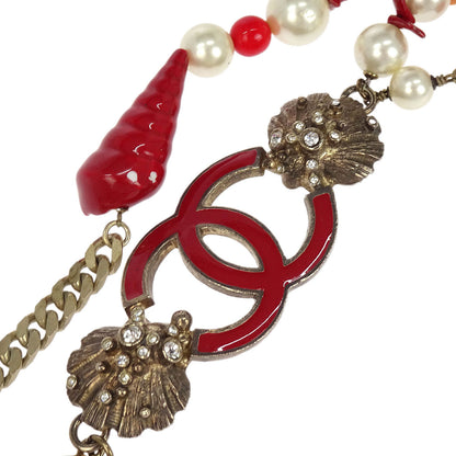 Chanel Silver Chain Belt Costume Pearl Rhinestone Small Good 05C