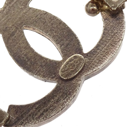 Chanel Silver Chain Belt Costume Pearl Rhinestone Small Good 05C