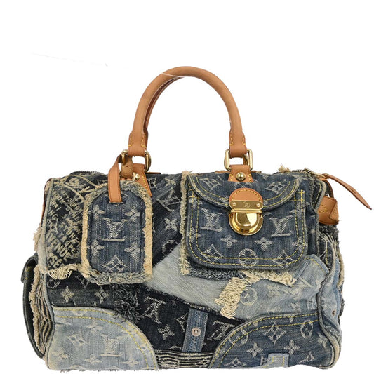 Louis Vuitton Blue Monogram Denim Patchwork Speedy 30 M95380
