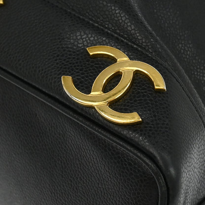Chanel 1996-1997 Black Caviar Triple CC Drawstring Shoulder Bag