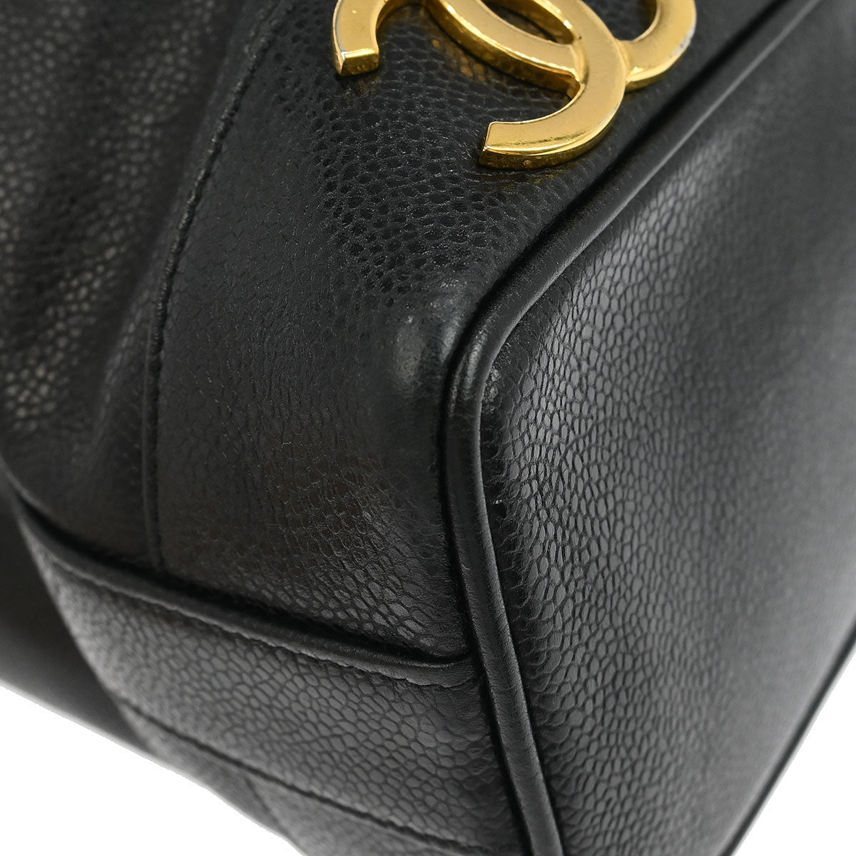 Chanel 1996-1997 Black Caviar Triple CC Drawstring Shoulder Bag