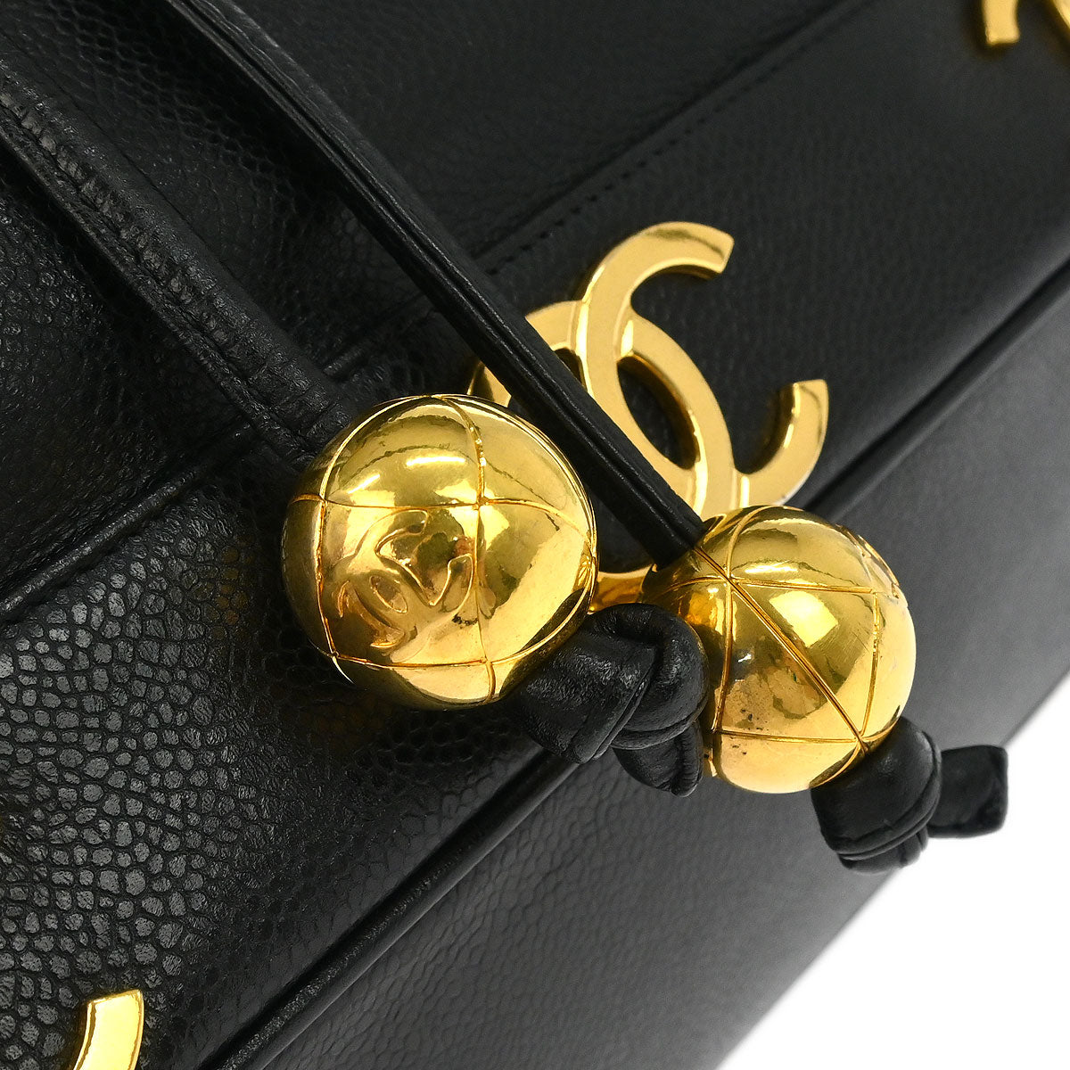 Chanel 1996-1997 Black Caviar Triple CC Drawstring Shoulder Bag