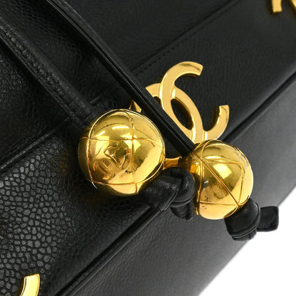 Chanel 1996-1997 Black Caviar Triple CC Drawstring Shoulder Bag