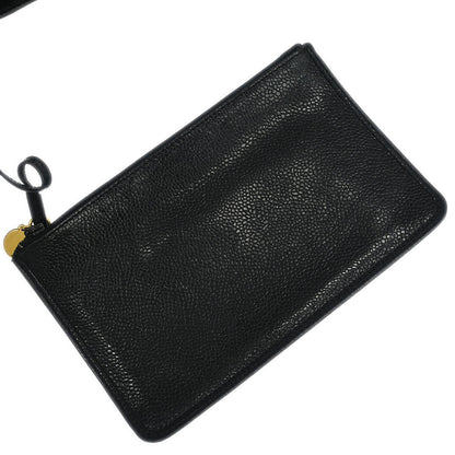 Chanel 1996-1997 Black Caviar Triple CC Drawstring Shoulder Bag