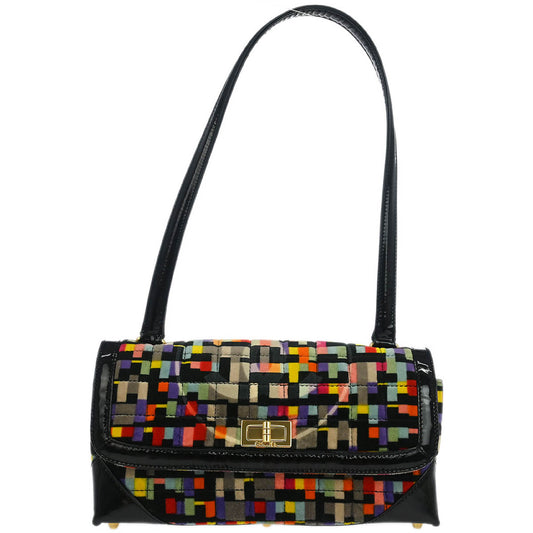 Chanel 2000-2002 Black Velvet Mademoiselle Lock CC Handbag