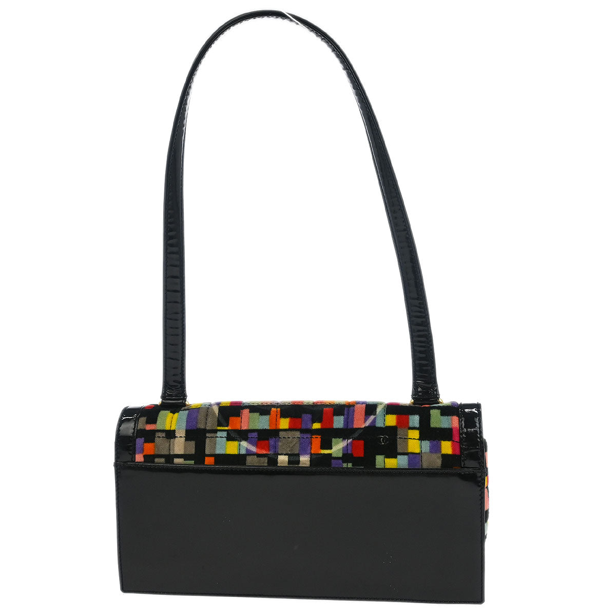 Chanel 2000-2002 Black Velvet Mademoiselle Lock CC Handbag