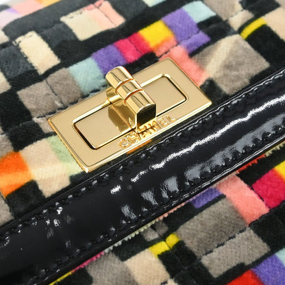 Chanel 2000-2002 Black Velvet Mademoiselle Lock CC Handbag