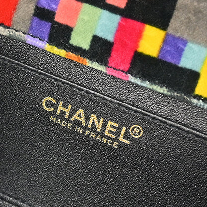 Chanel 2000-2002 Black Velvet Mademoiselle Lock CC Handbag