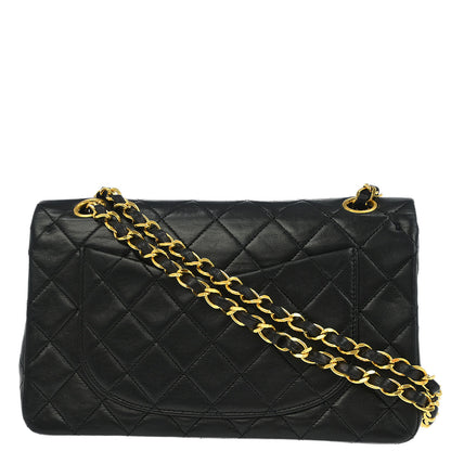 Chanel 1989-1991 Black Lambskin Small Classic Double Flap Shoulder Bag