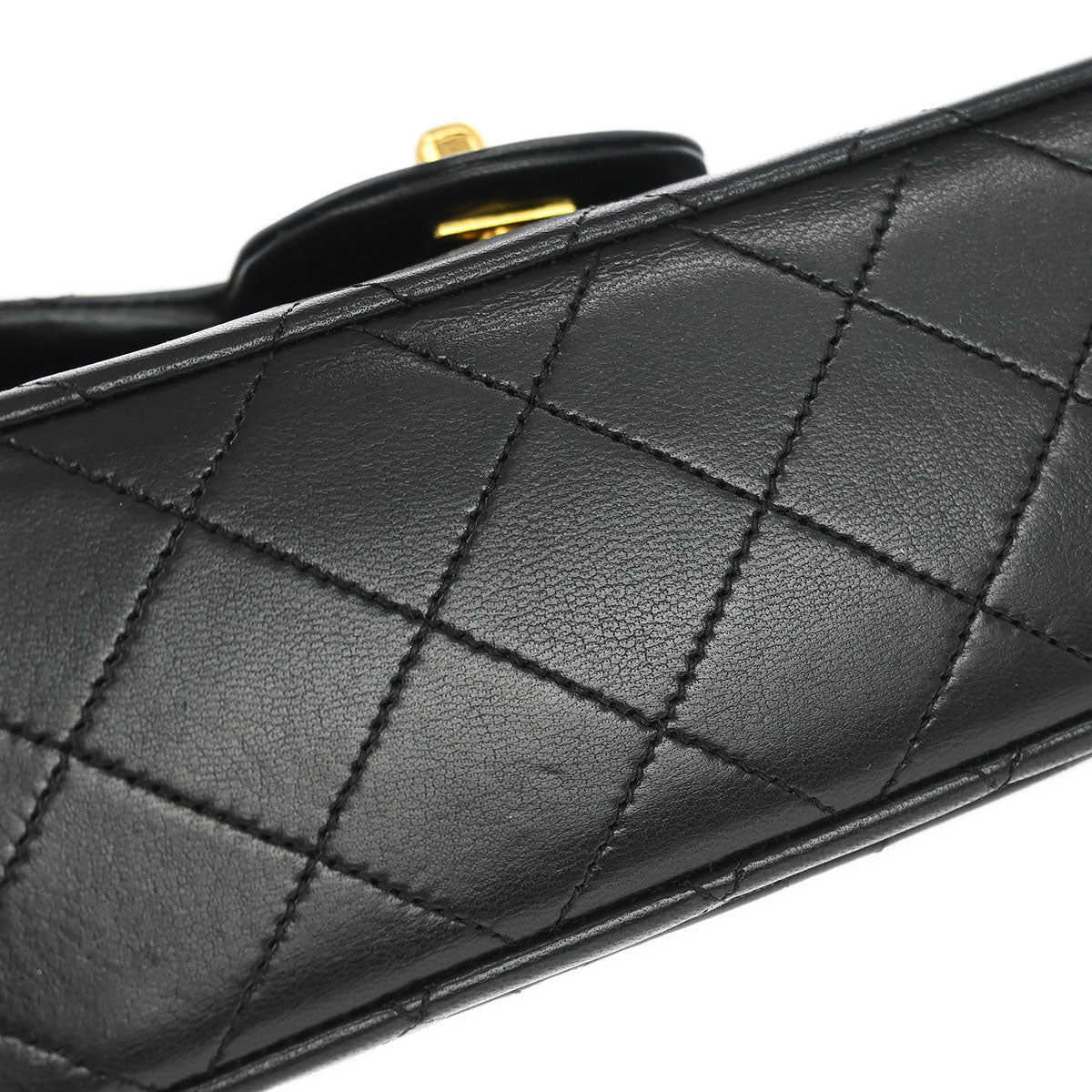 Chanel 1989-1991 Black Lambskin Small Classic Double Flap Shoulder Bag