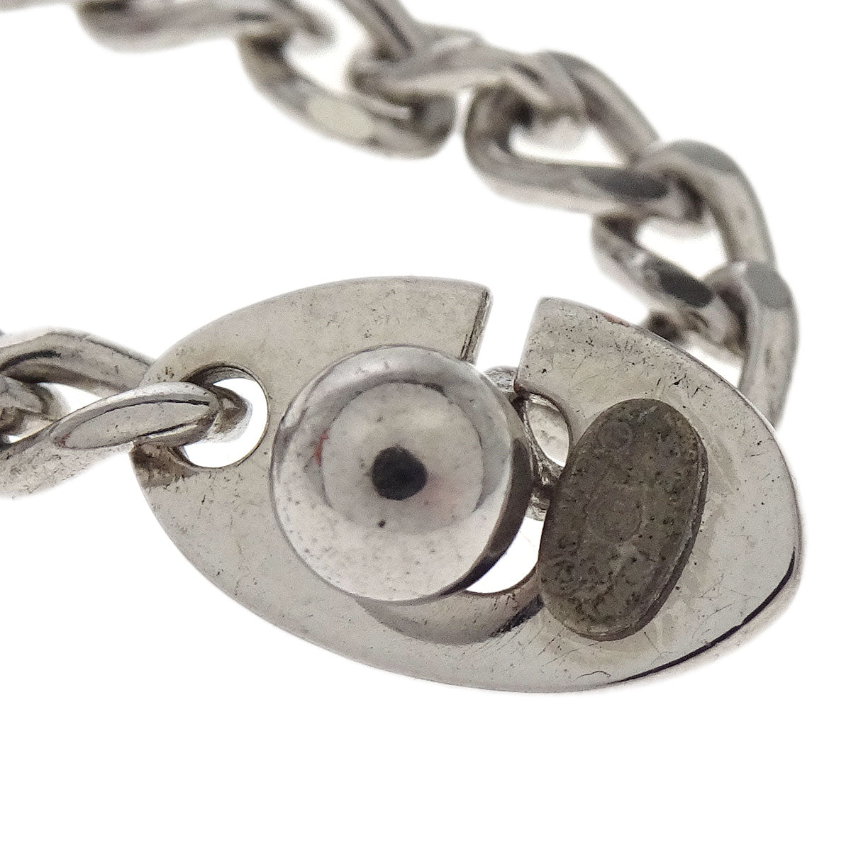 Chanel Silver Dog Tag Key Holder 04V Small Good