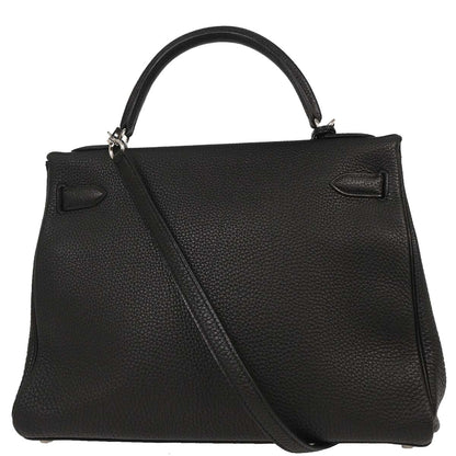Hermes Black Togo Kelly 32 Retourne Handbag