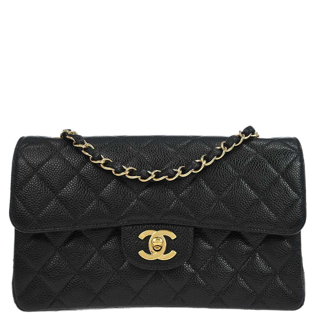 Chanel 2002-2003 Black Caviar Small Classic Double Flap Shoulder Bag