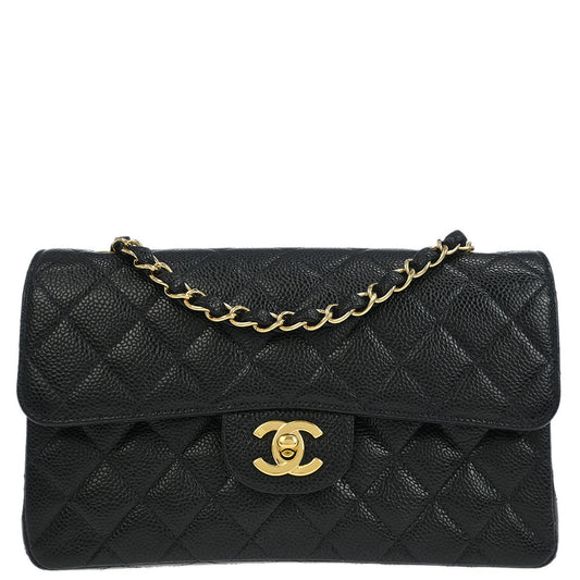 Chanel 2002-2003 Black Caviar Small Classic Double Flap Shoulder Bag