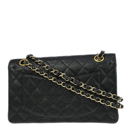 Chanel 2002-2003 Black Caviar Small Classic Double Flap Shoulder Bag
