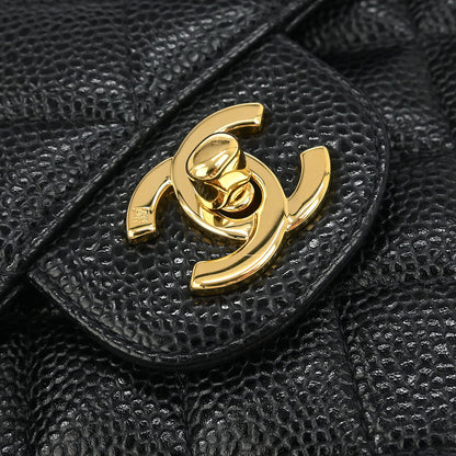 Chanel 2002-2003 Black Caviar Small Classic Double Flap Shoulder Bag
