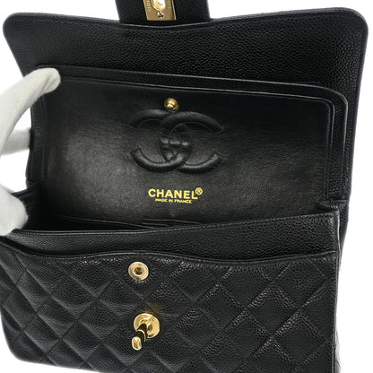 Chanel 2002-2003 Black Caviar Small Classic Double Flap Shoulder Bag