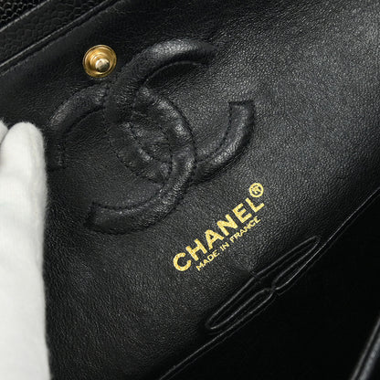 Chanel 2002-2003 Black Caviar Small Classic Double Flap Shoulder Bag
