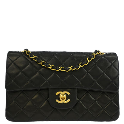 Chanel 1994-1996 Black Lambskin Small Classic Double Flap Shoulder Bag